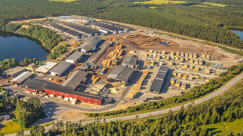 Drone view of the plant in Sikfors